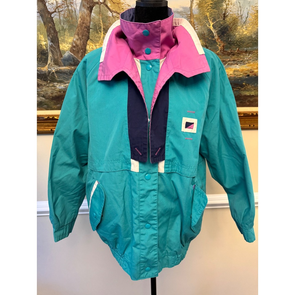 Current Seen Vintage 90s Colorblock Windbreaker Jacket Teal Pink Purple Mens M